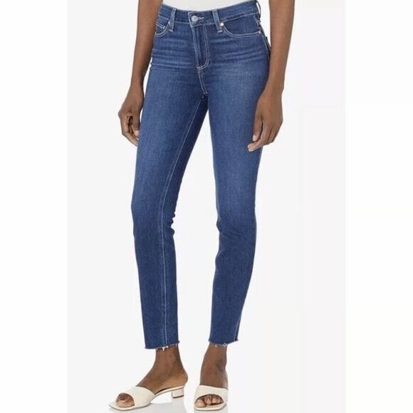 Paige Hoxton Straight Ankle Raw Hem Jeans Luxe Size 30 - Picture 1 of 13